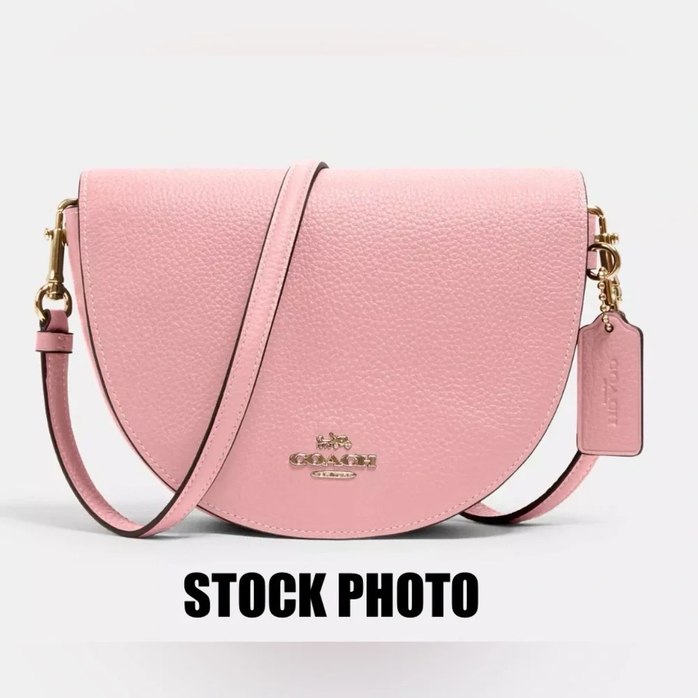 COACH Ellen Pebble Leather Flap Crossbody Bag in Bubblegum Pink - Picture 11 of 12